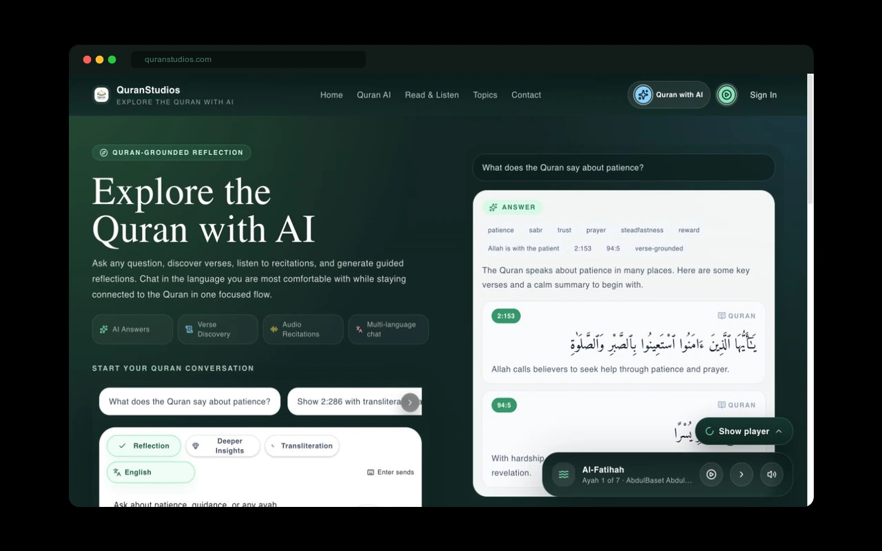 Quran Studios product website