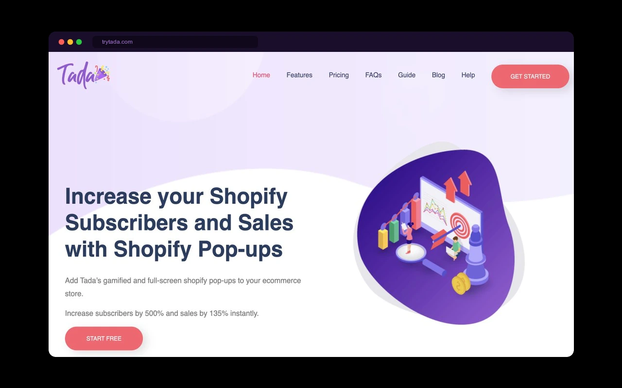 Tada Shopify app website